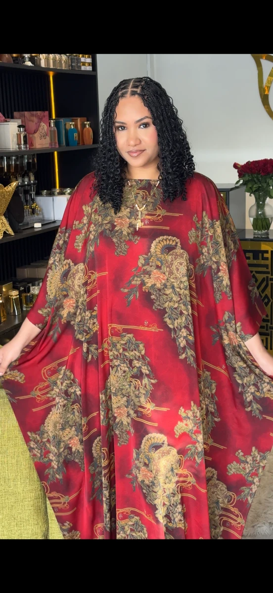 Red Floral Kaftan