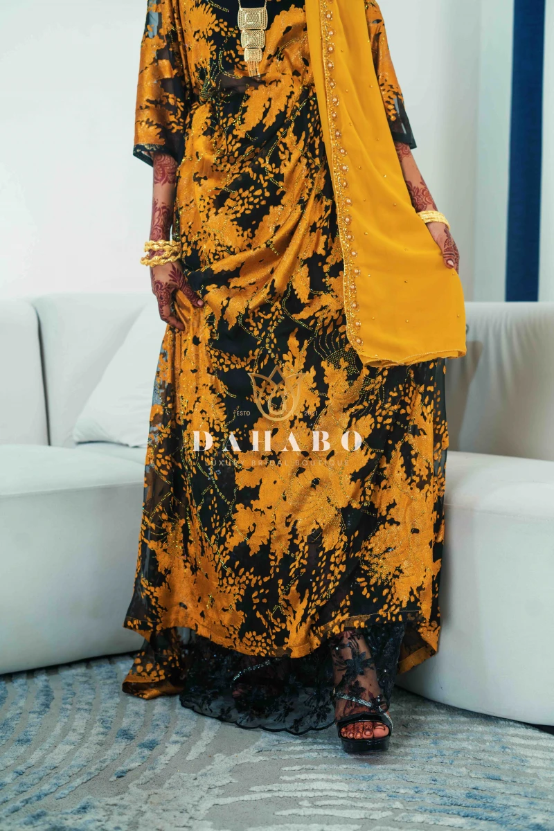 Black & Yellow Harir Set