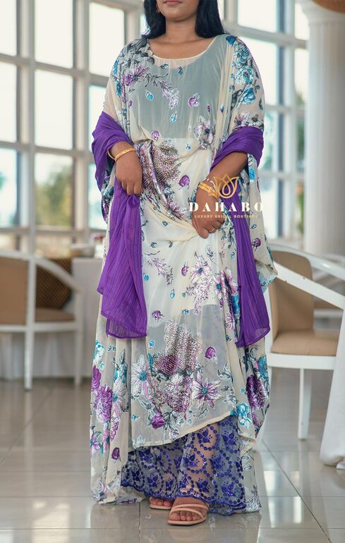 Leyla Silk Dirac set (purple &white)