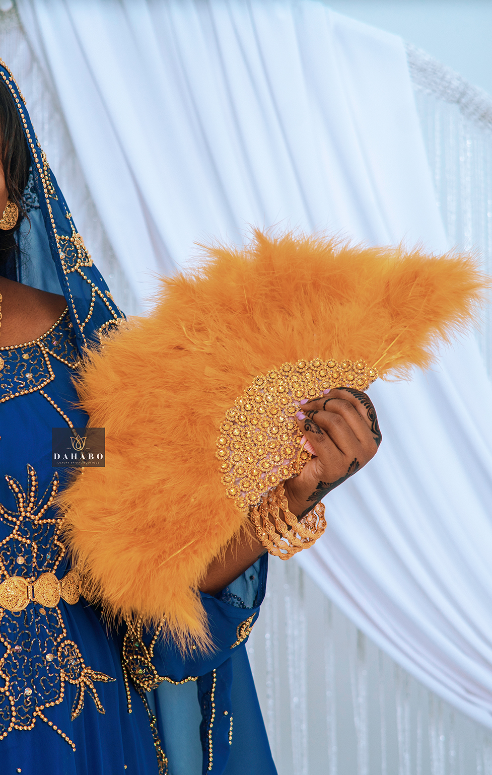 Gold Bridal Feather Fan
