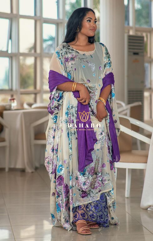 Leyla Silk Dirac set (purple &white)