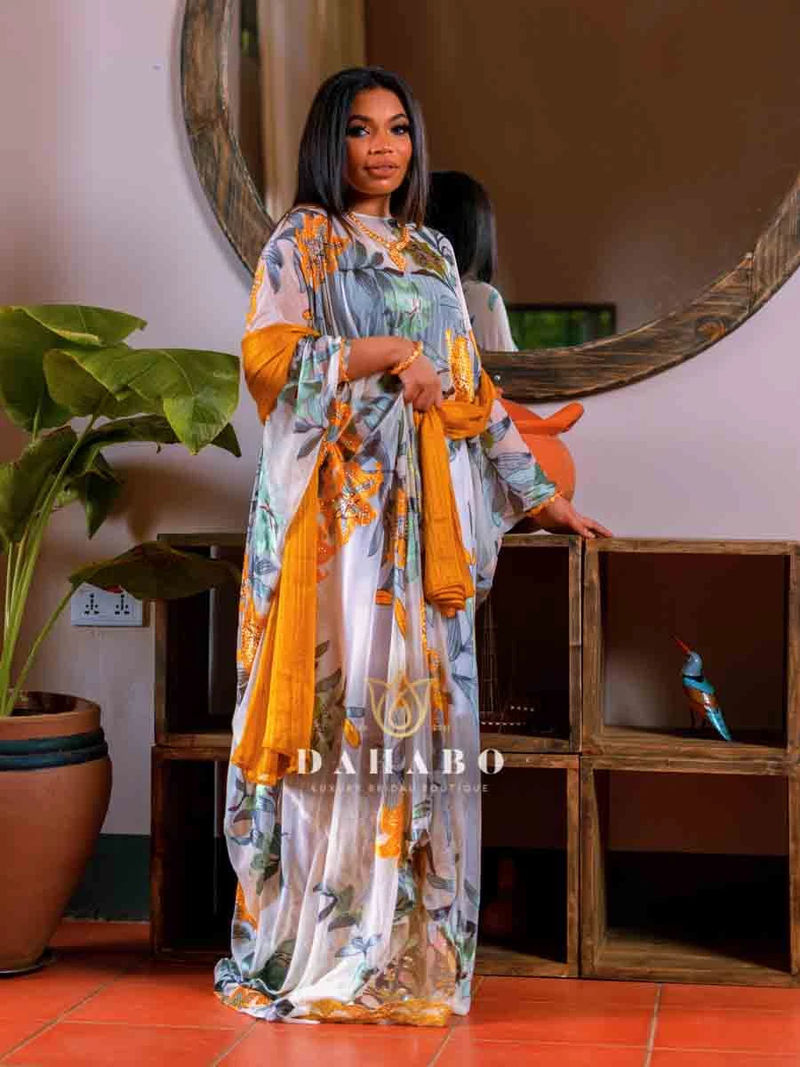 Yellow Floral Harir