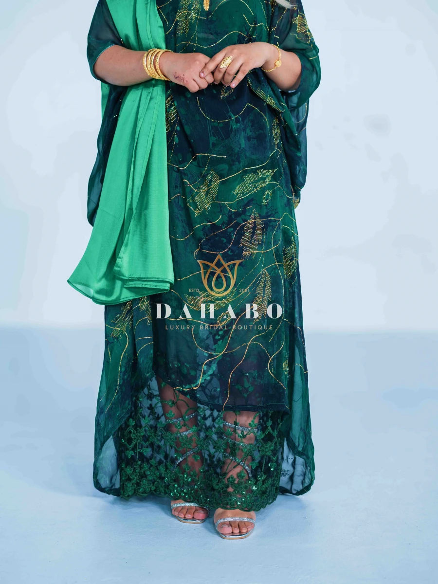 Black & Green Harir