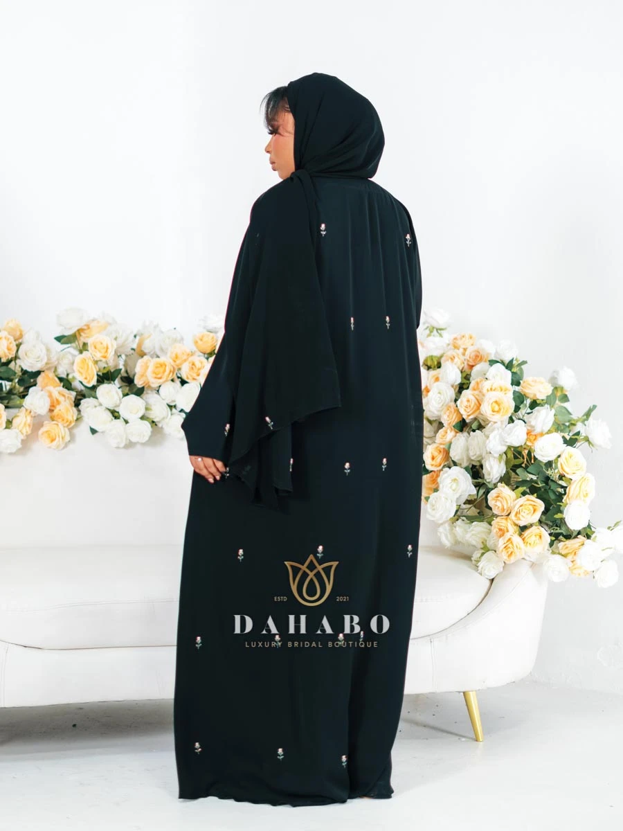 Black Lime Floral Abaya