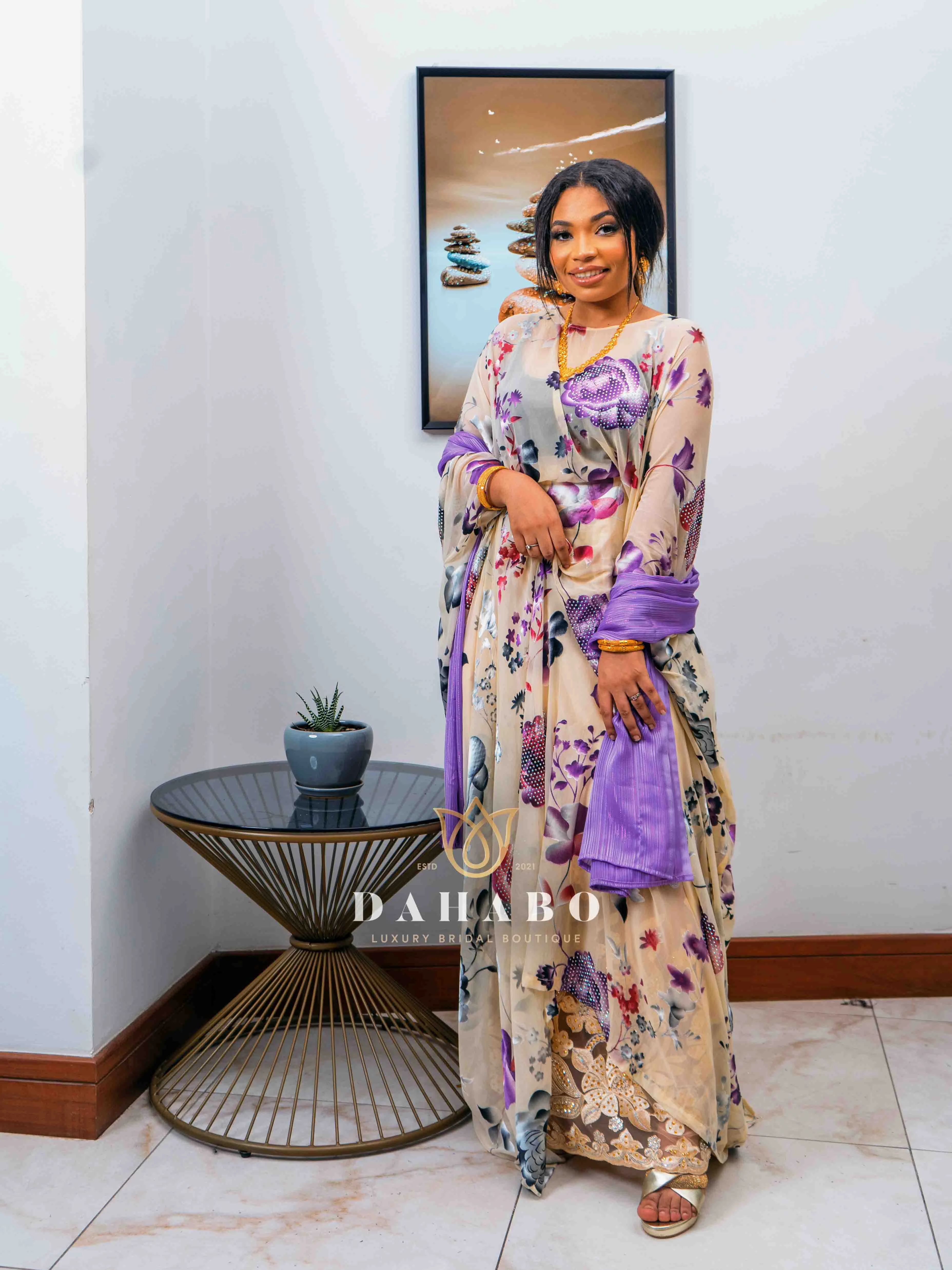 Beige & Purple Harir