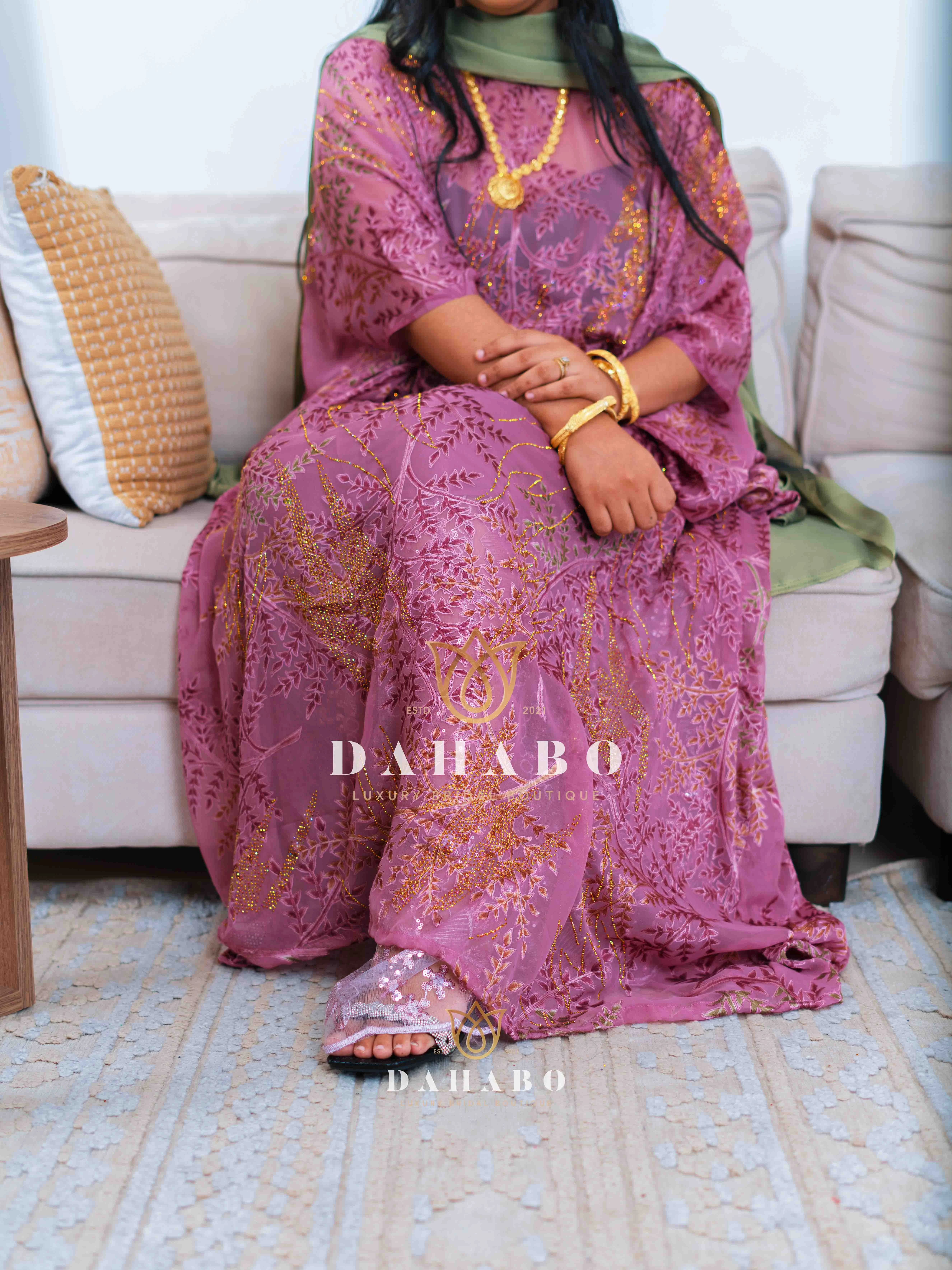 Coral Pink Harir Dirac Set