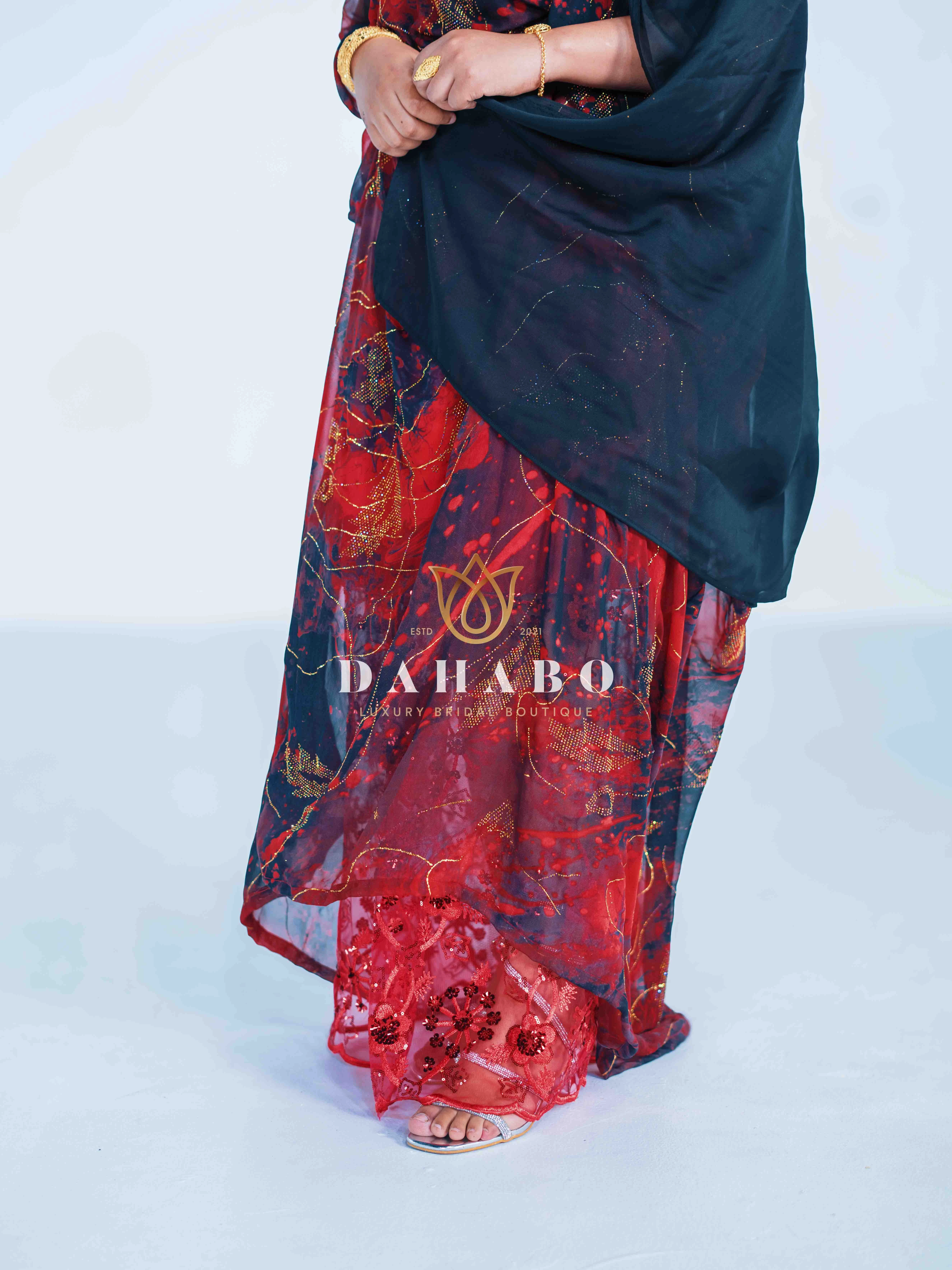 Red & Black Harir