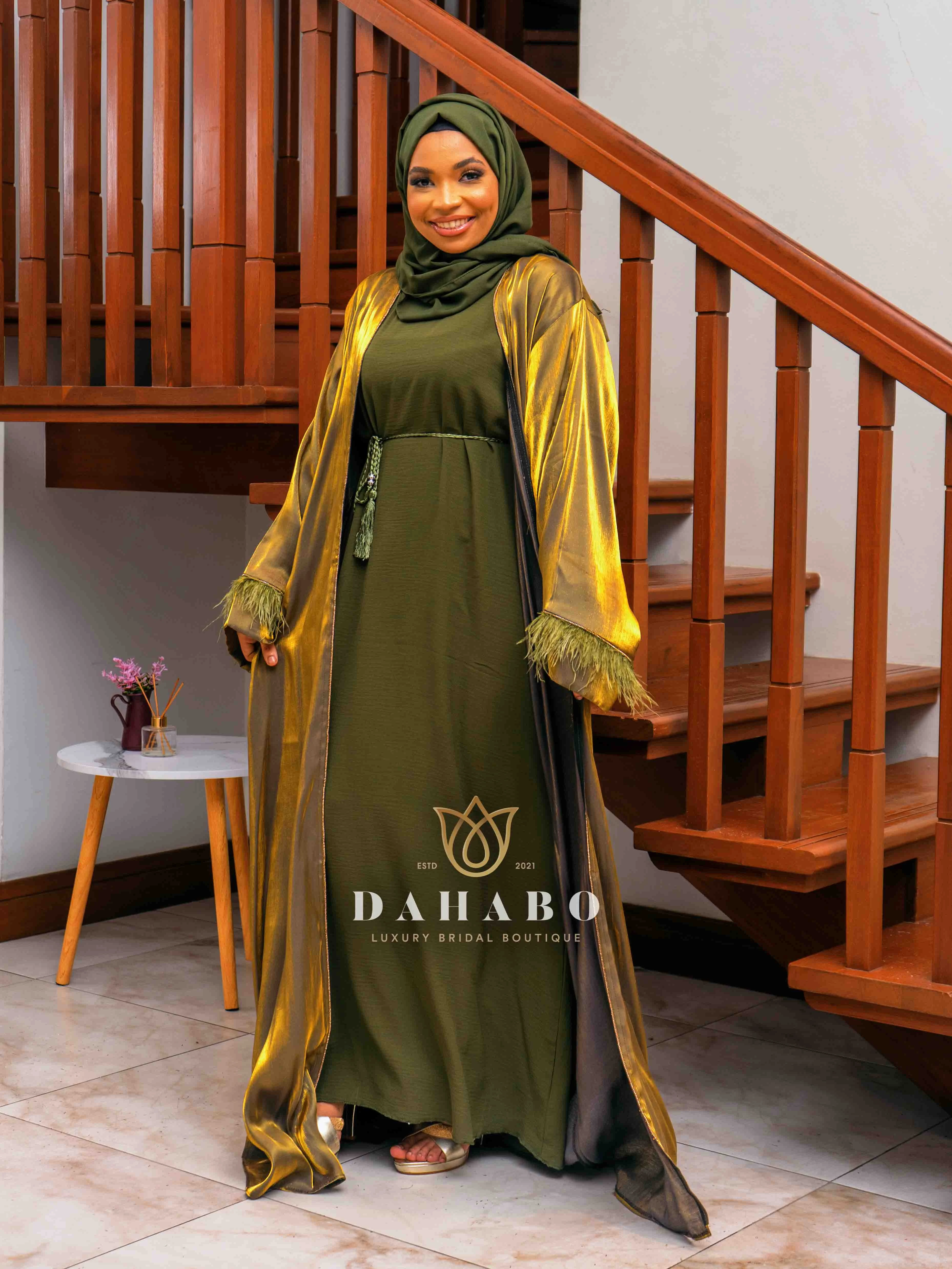 Metallic Green Organza Abaya
