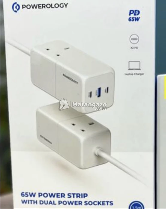 Powerology 65w Usb Power Strip With Dual Power Sockets