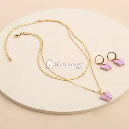 Hot 3pcs butterfly choker sets butterfly necklace jewelry