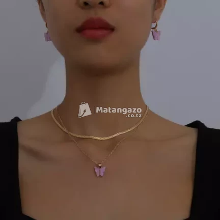 Hot 3pcs butterfly choker sets butterfly necklace jewelry