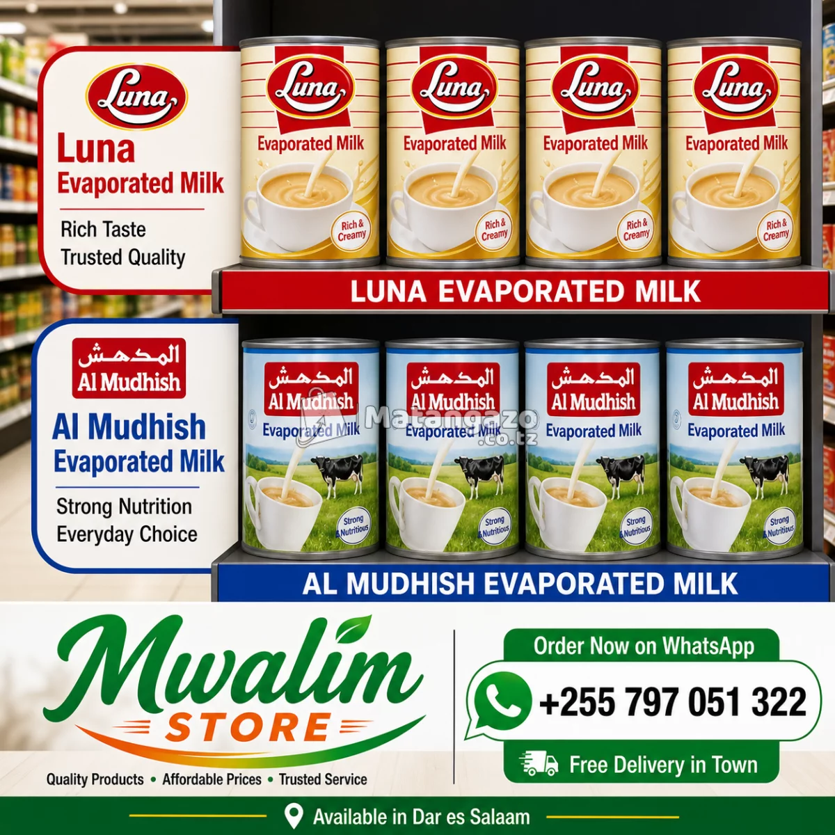 Al Mudhish Evaporated Milk 410g (Pack of 48)